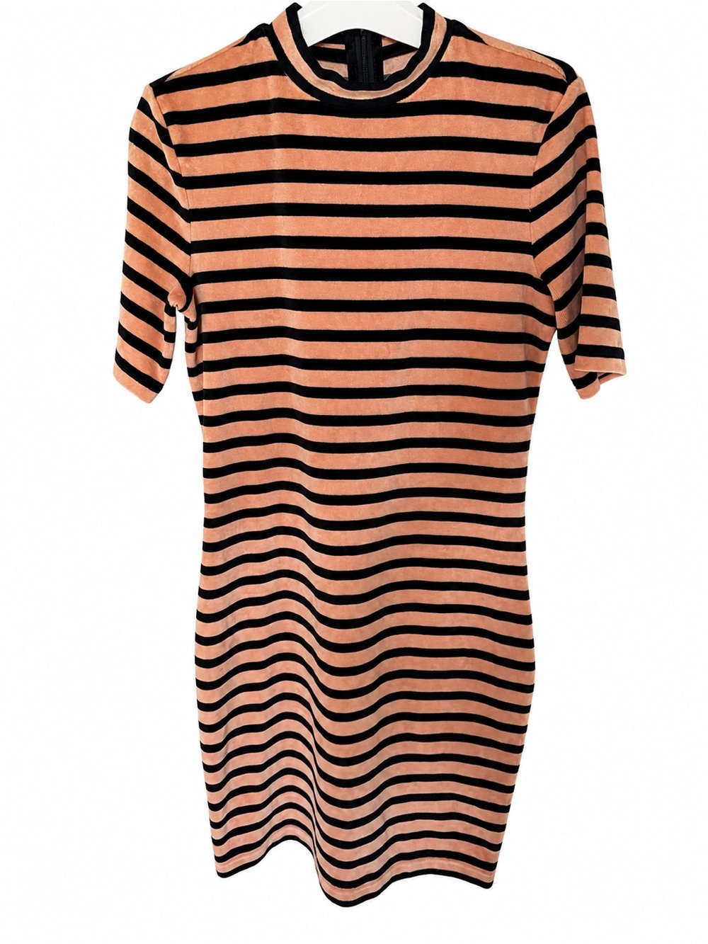 T by Alexander Wang Peach and Black Striped Bodycon Mini Dress